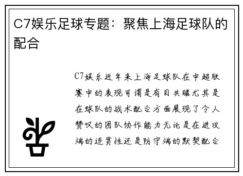 C7娱乐足球专题：聚焦上海足球队的配合